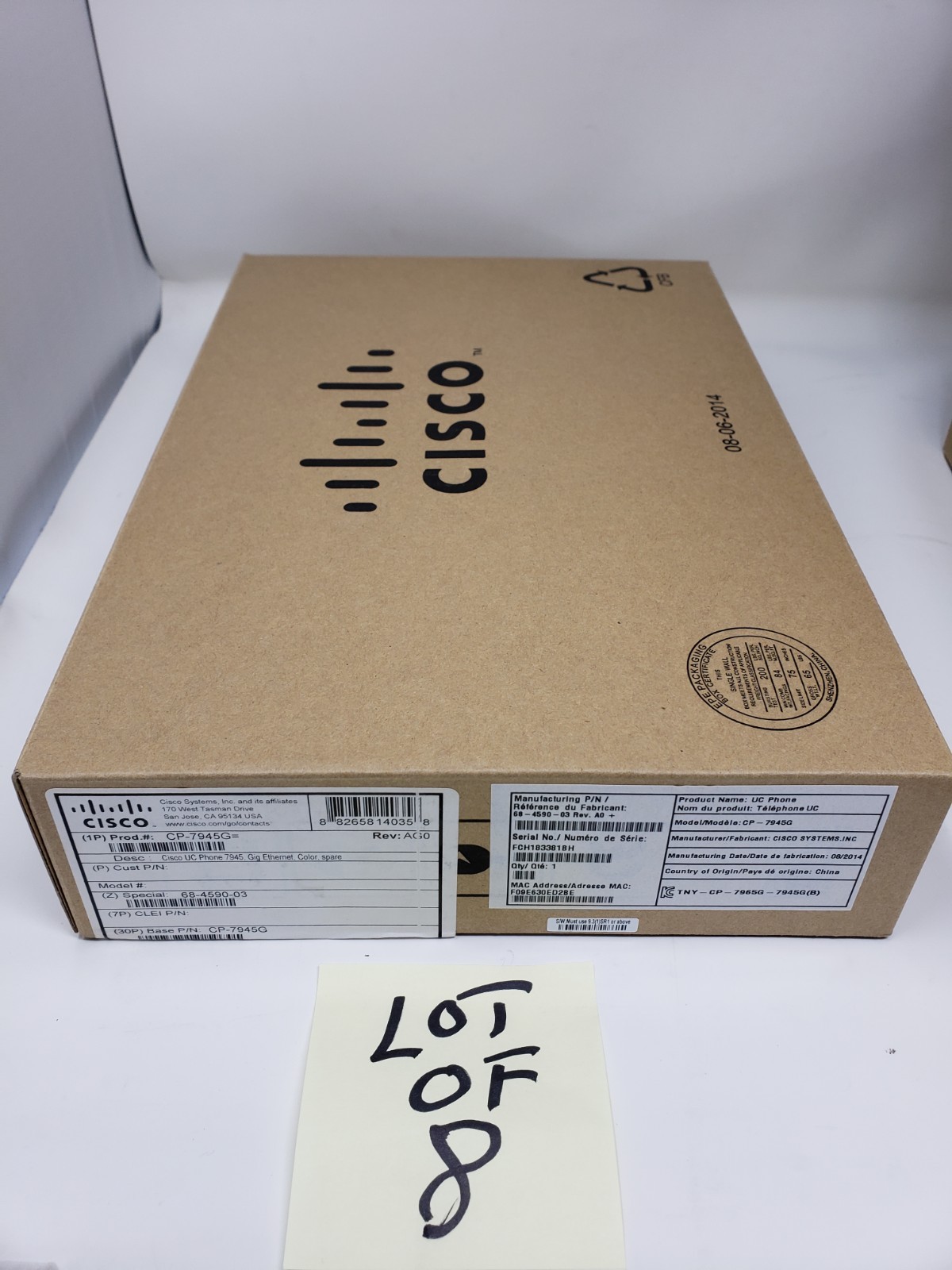 LOT of 8 Cisco 7945G IP Phones CP-7945G – New