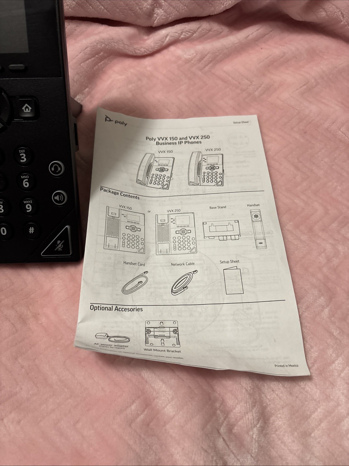 Poly VVX 250 IP Phone Corded Desktop Wall Mountable Black Model