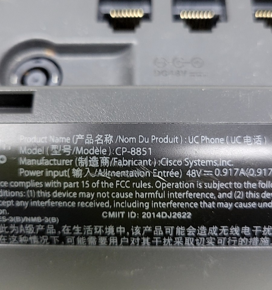 Cisco UC Phone CP-8851 CP-8851-K9 IP Phone PoE SEE NOTES