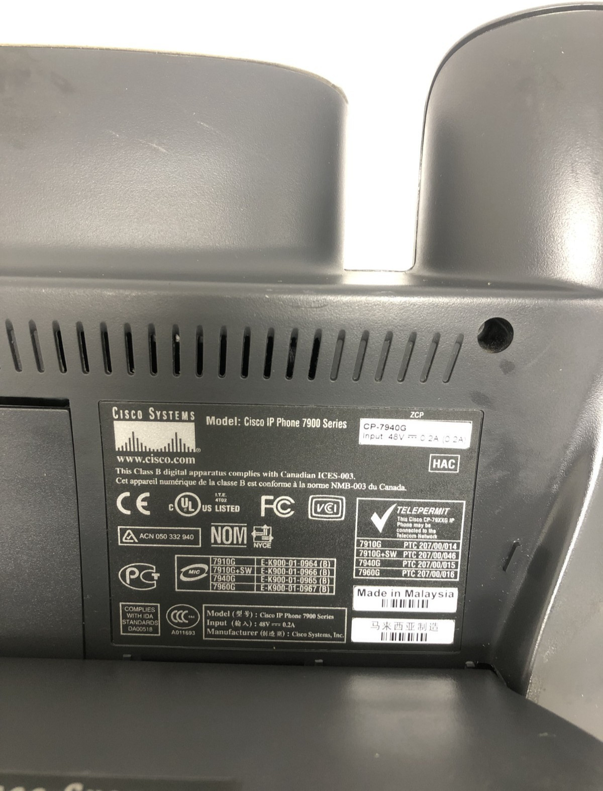 Cisco CP-7940G 2-Line Unified IP Business VOIP Desk Phone 7900 Series