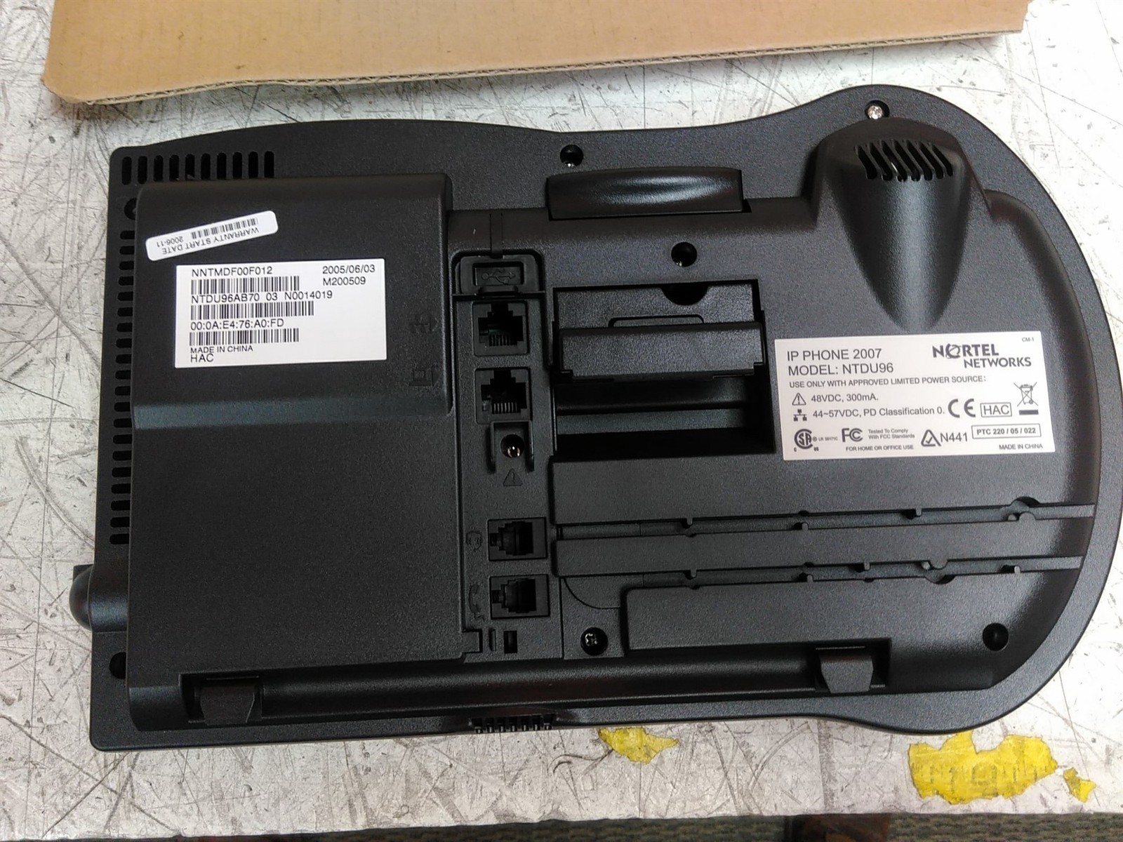 Nortel NTDU96 i2007 Charcoal IP Desk Phone w/ Handset & Stand