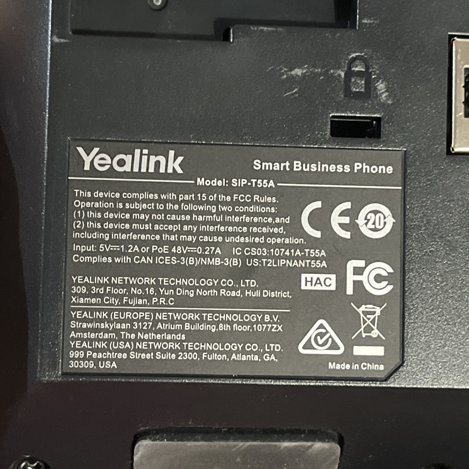 x20 YEALINK SIP-T55A TEAMS EDITION MID LEVEL ANDROID DESK PHONE