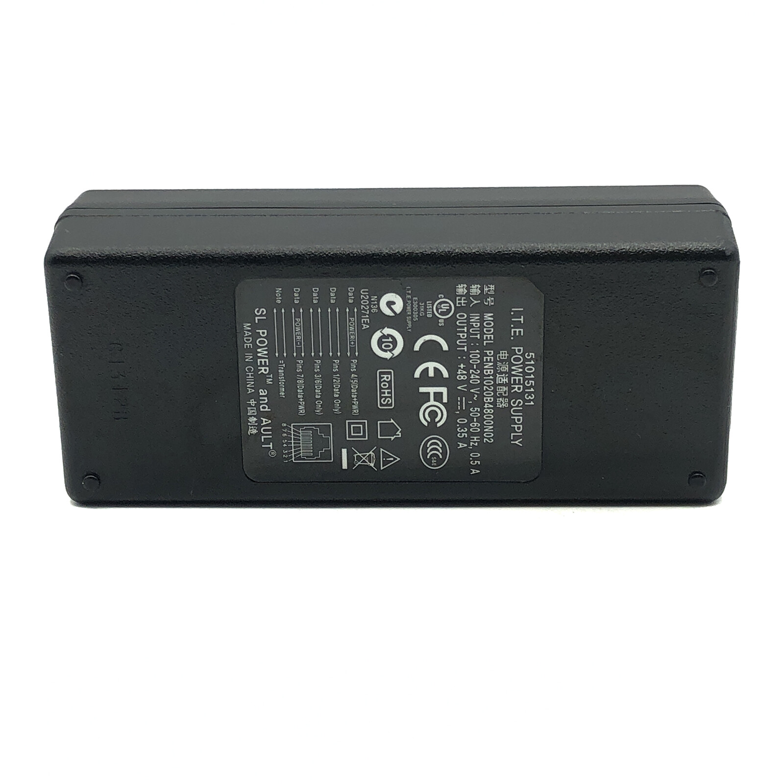 Original Ault Ethernet Power Supply Adapter PENB1020B4800N02 48V 0.35A PoE