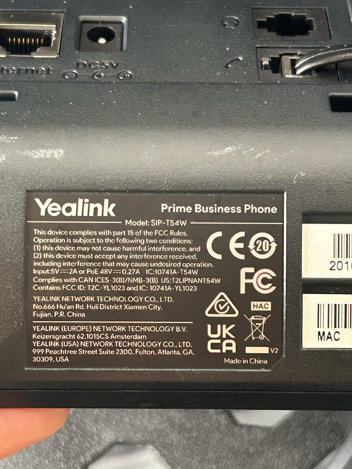 Yealink SIP-T54W 16 Line Business IP Phone POE Bluetooth W/power Supply
