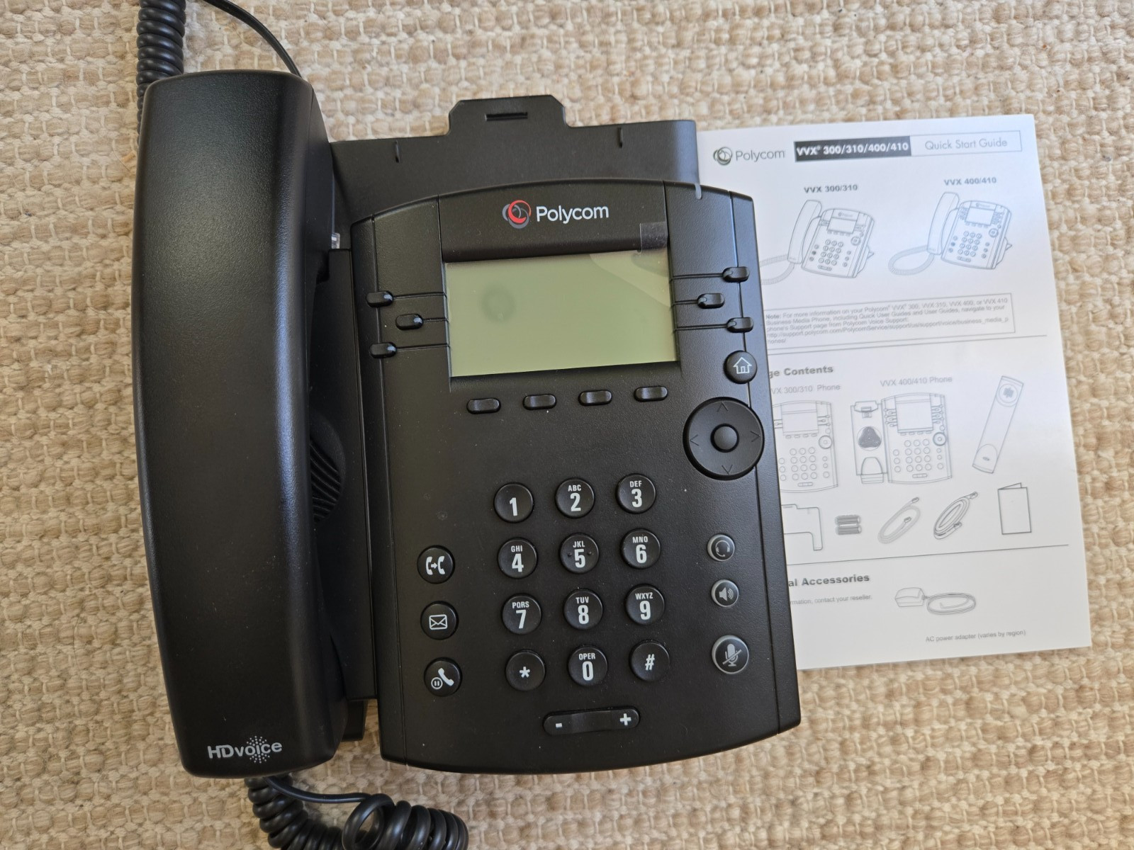 Polycom VVX 300 VoIP 6 Line Business Media Phone – Black, AC Adapter incl.