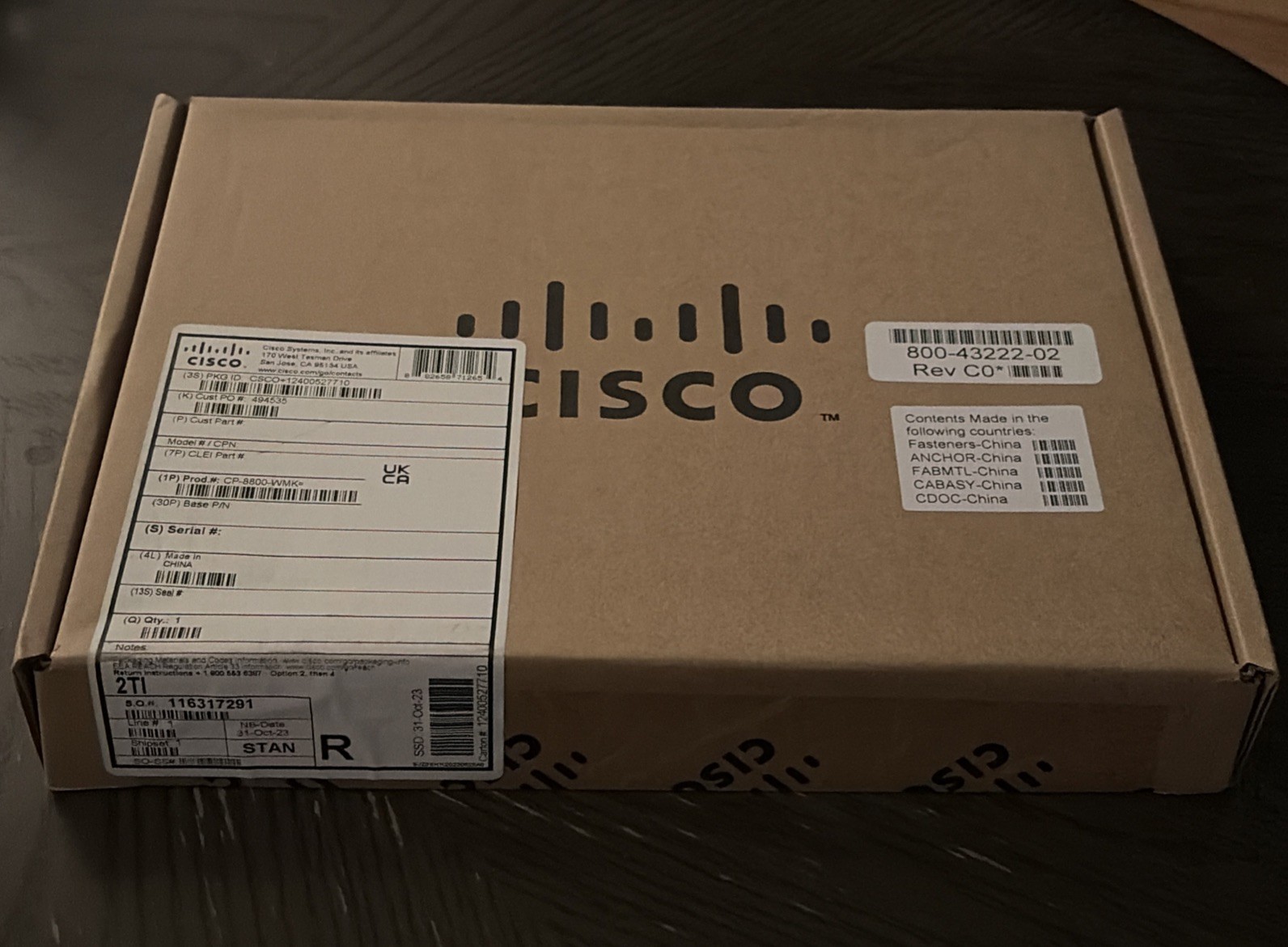 Cisco CP-8800-WMK Wall Mount Kit for Cisco IP Phone 8800 Series NIB