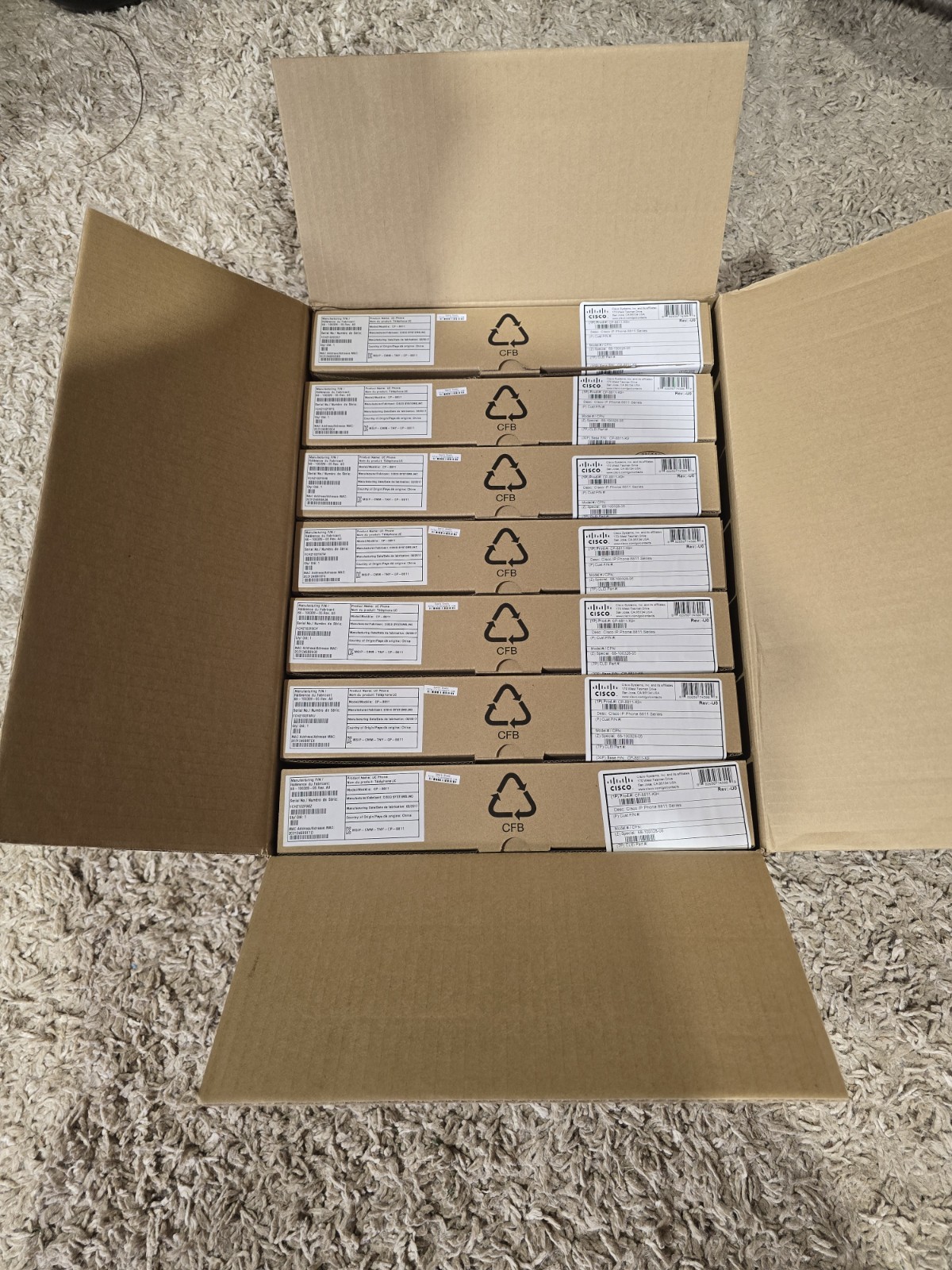 NEW Cisco CP-8811 Poe Busines IP VOIP Case Of 7 Phones