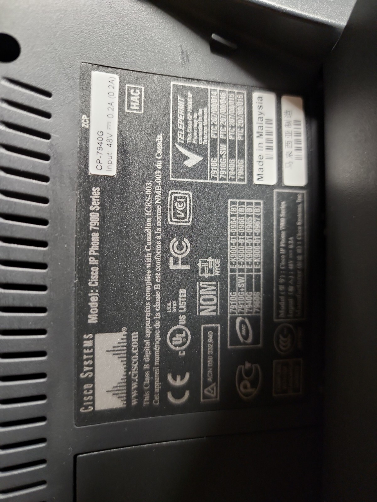 Cisco 7940 Series Unified IP VoIP Phone Telephone Office Business CP-7940G