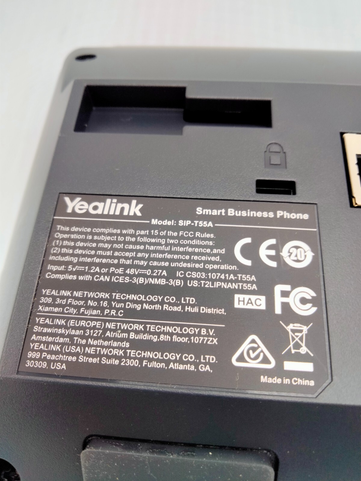 Yealink SIP-T55A Mid-Level Android Desk Phone 4.3in Touch Screen open box