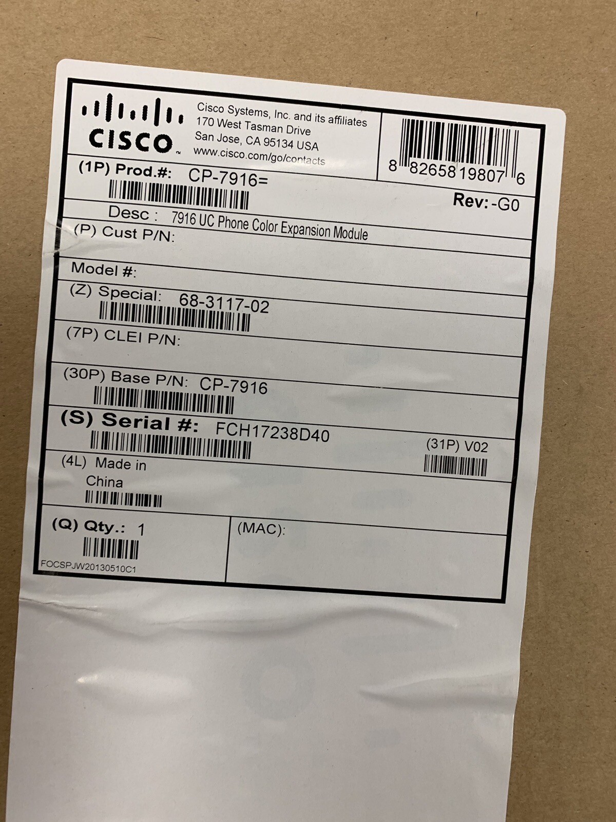 OPEN BOX Cisco CP-7916 IP Color Phone Expansion Module for Cisco 7975G Phones