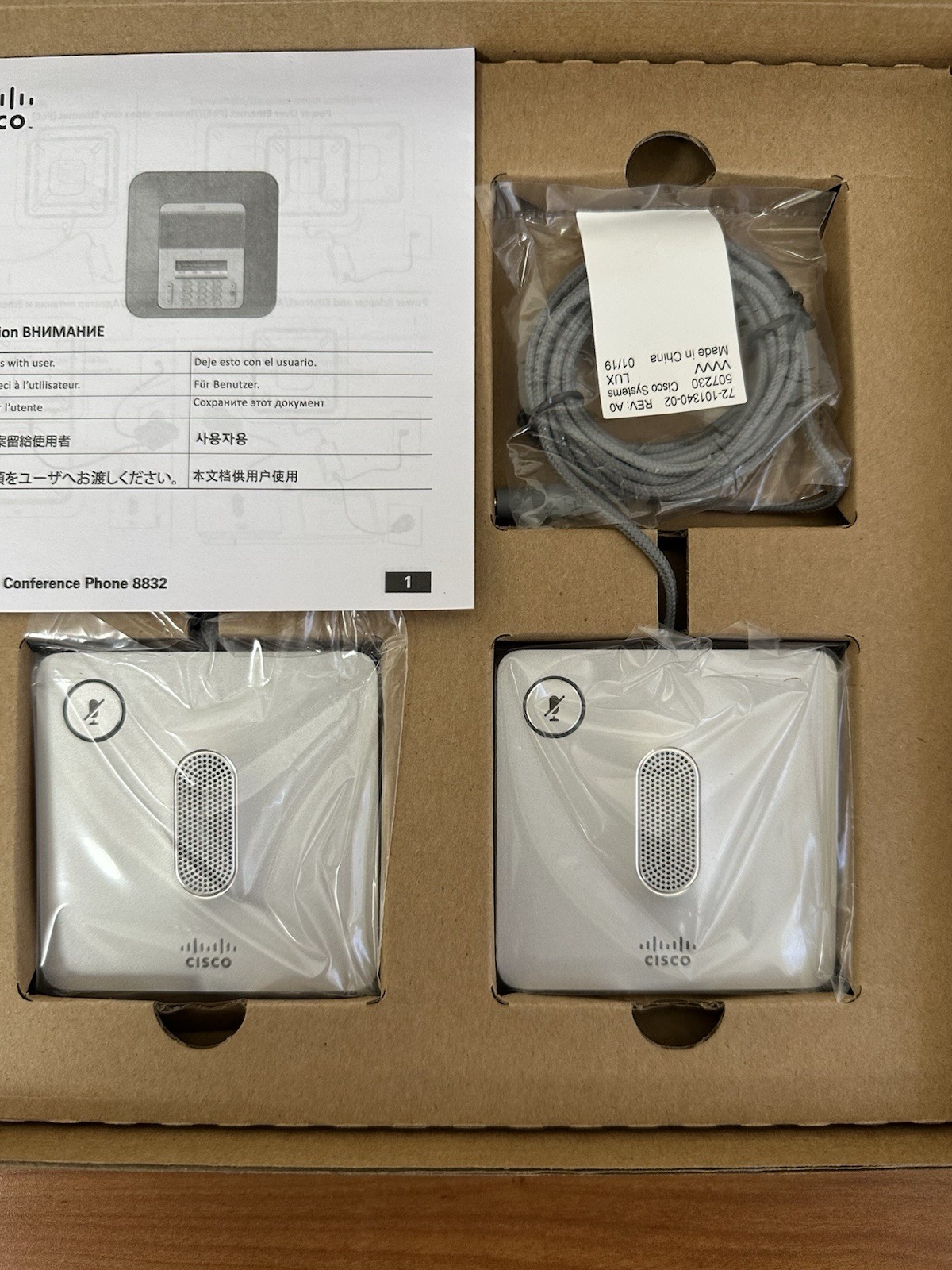 Lot of 2 New Open-Box Cisco CP-8832-MIC-WIRED Cisco 8832 Microphone Kit