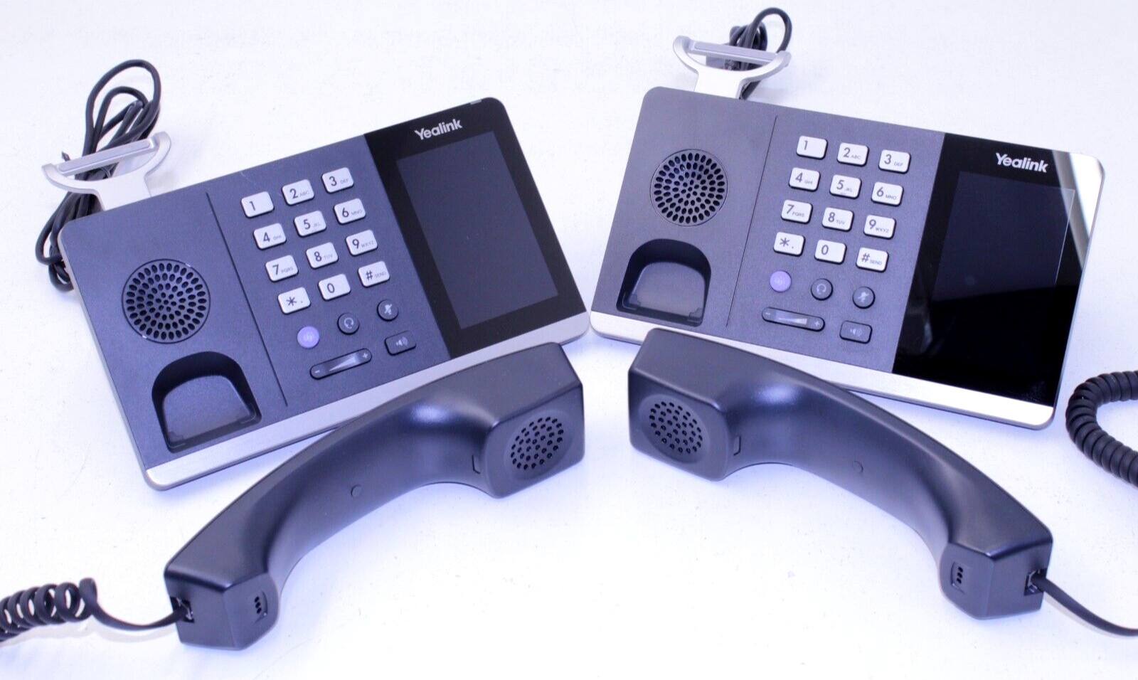 Lot of 2 Yealink MP50 USB Business Phones w/ Handsets, Power Adapters & Stands