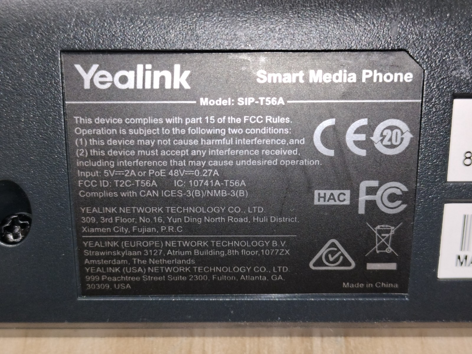 Yealink SIP-T56A Smart Business Elegant Phone Black VOIP Touch Screen