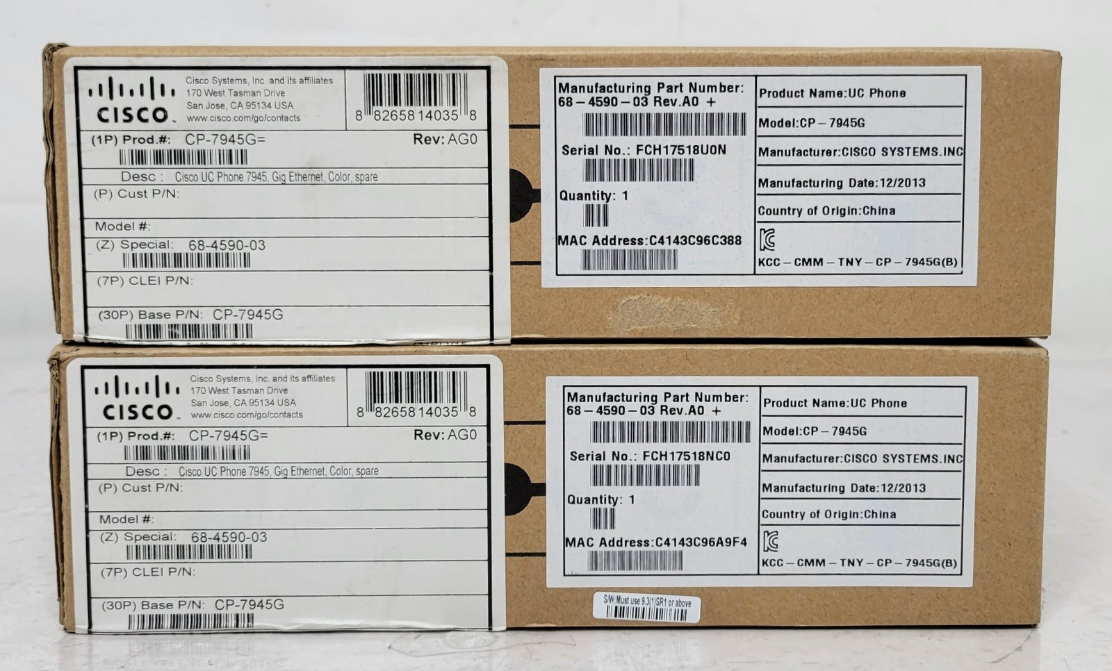 Lot of 2 Brand New Cisco 7945 IP VoIP Gigabit Ethernet Phones CP-7945G