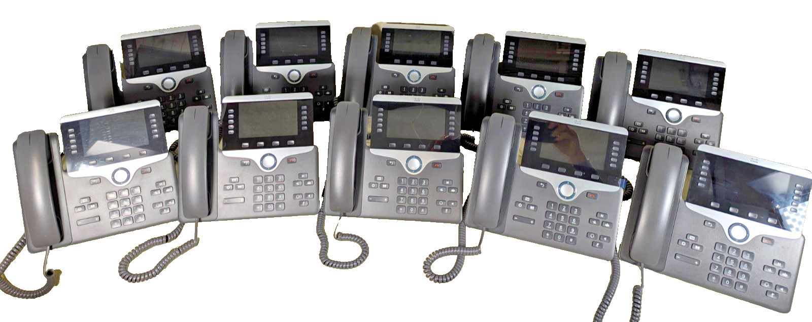 Lot of 15 Cisco 8851 CP-8851-K9 VoIP IP Business Phones w/ Stands Handset Cords