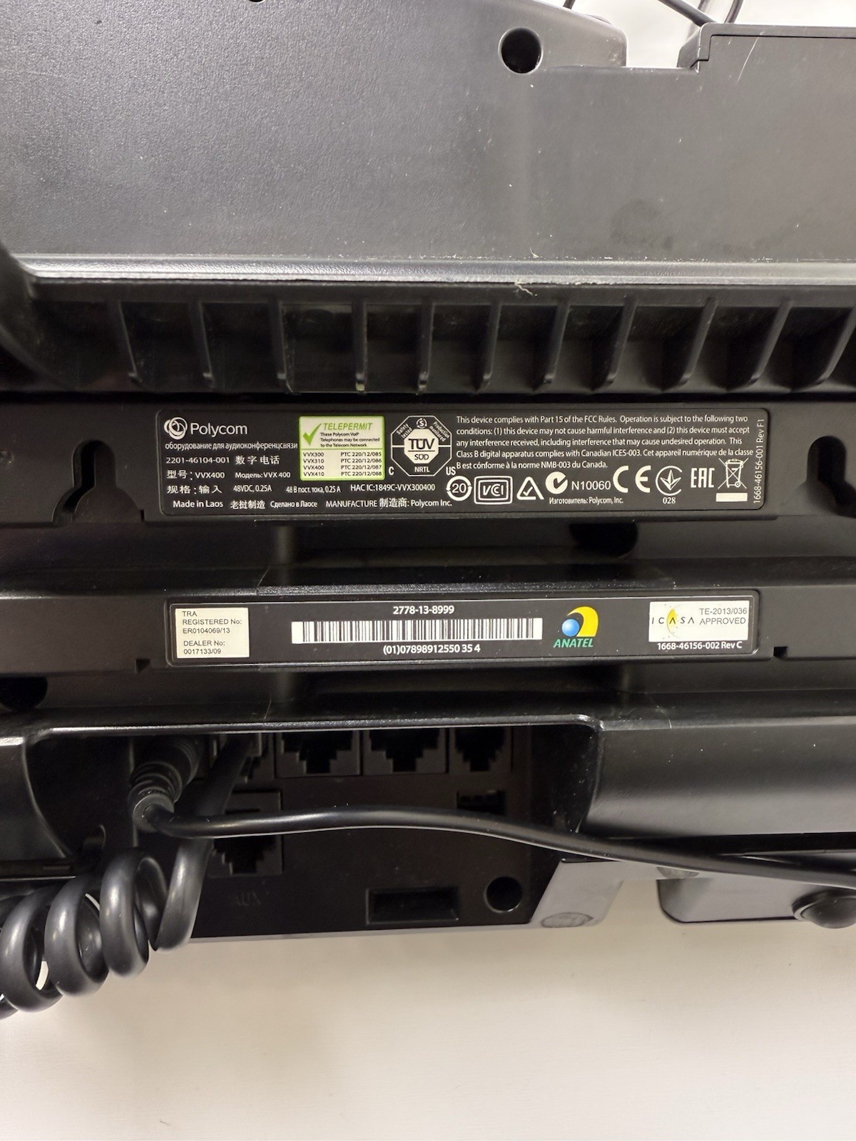 Polycom VVX 400 Business VoIP Phone w/ Handset Power Supply & Patch Cord