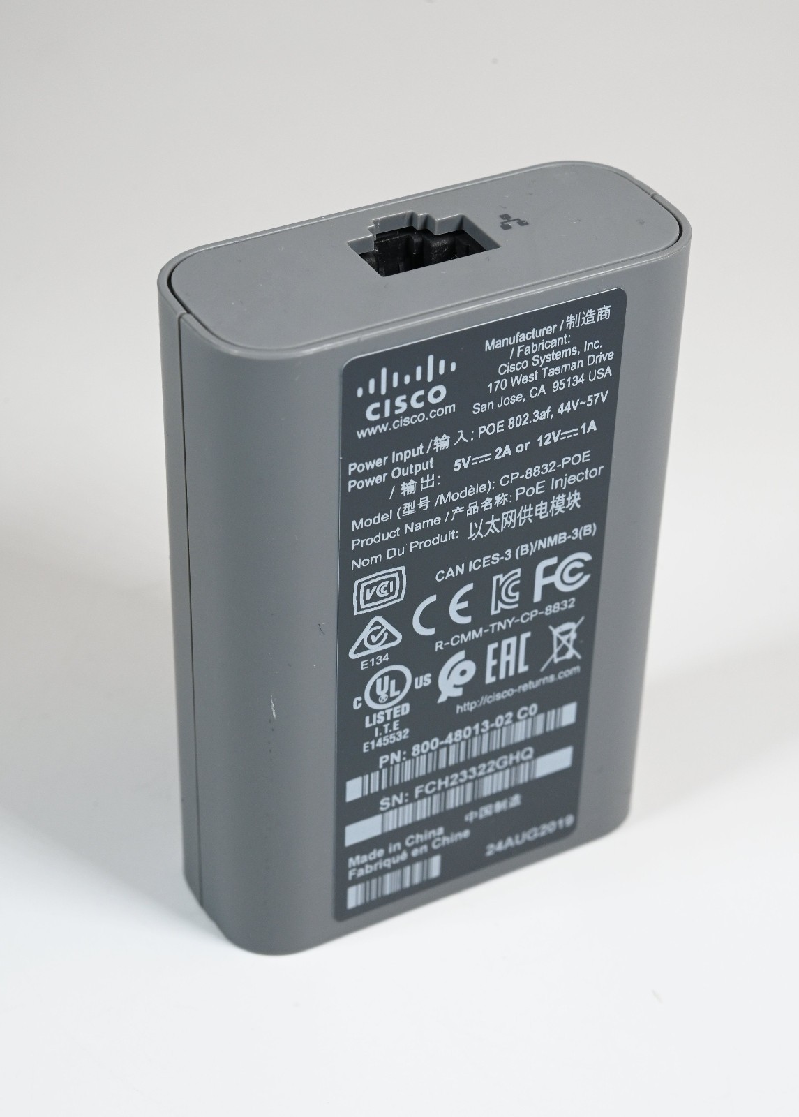 Cisco CP-8832-POE PoE Injector Power Adapter For IP Conference Phone 8832