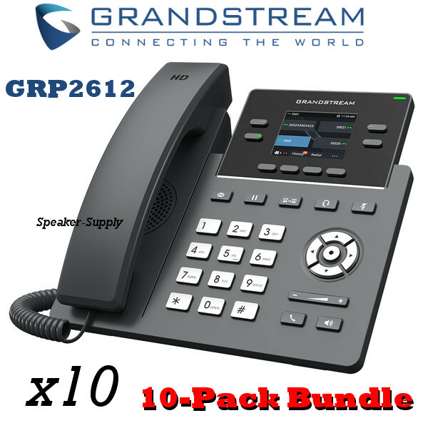 10 Grandstream GRP2612 2-Line 2 SIP Office IP Phone Opus Support w/ Power Supply