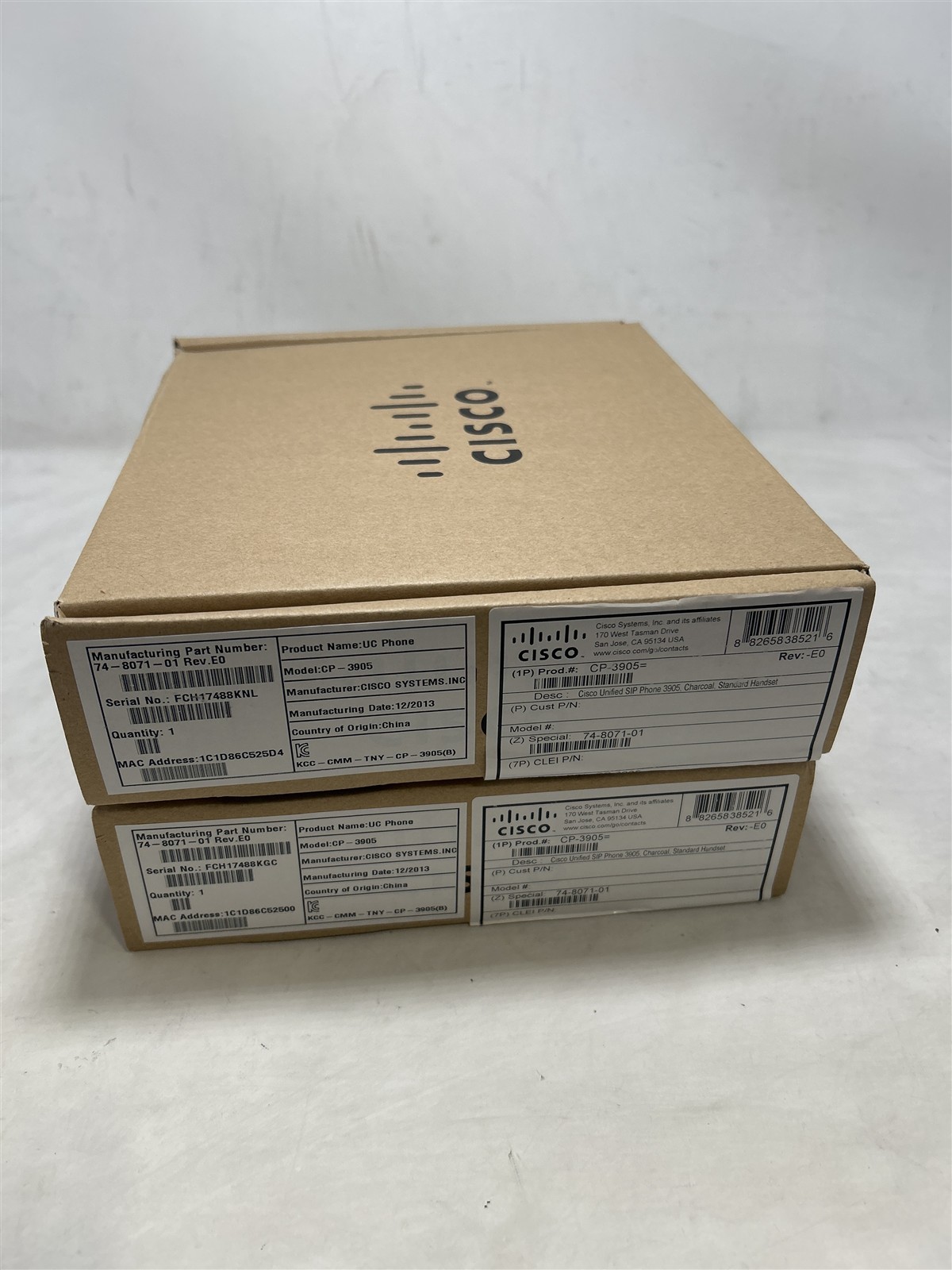 LOT of 2 Cisco CP-3905 Unified SIP Phone 3905 Charcoal Standard Handset