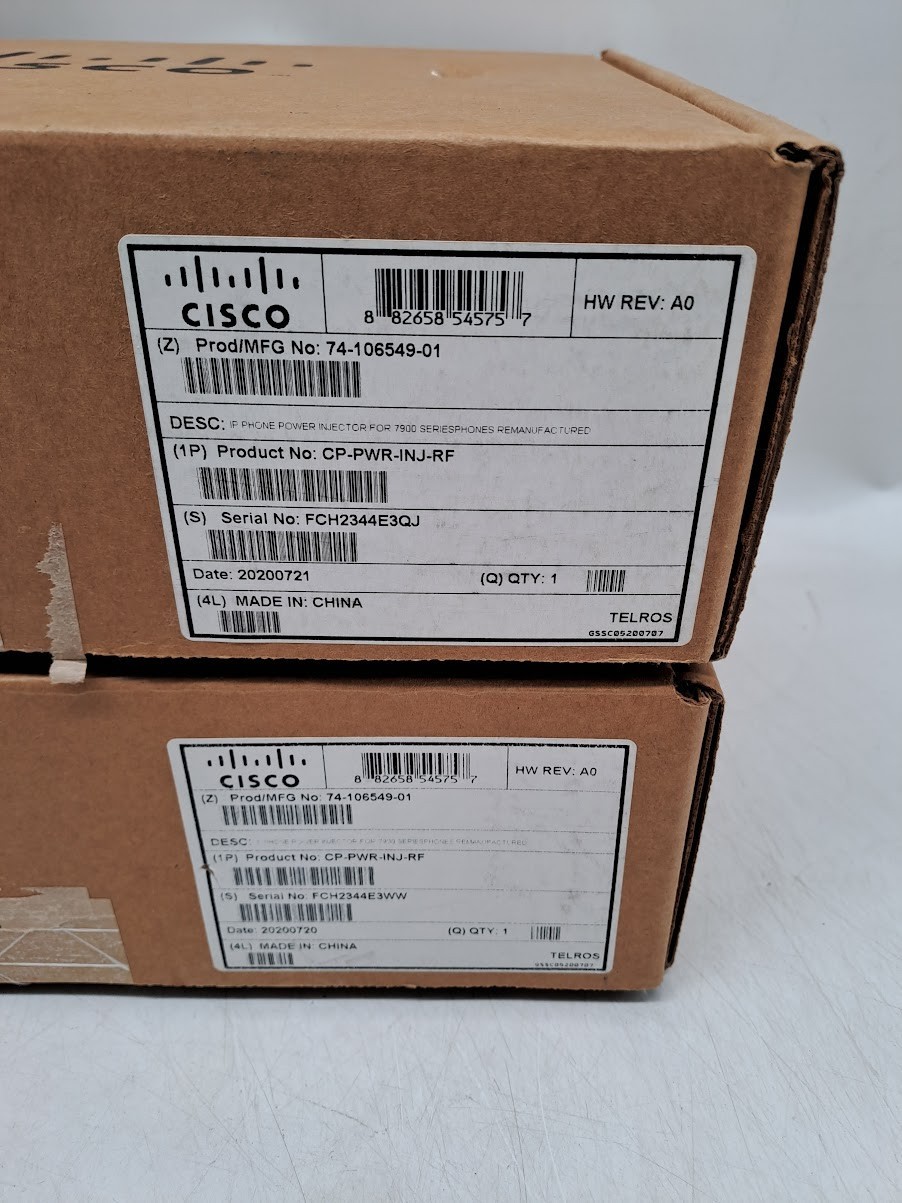 Lot of 2 Cisco CP-PWR-INJ Unified IP Phone Power Injector For 7900