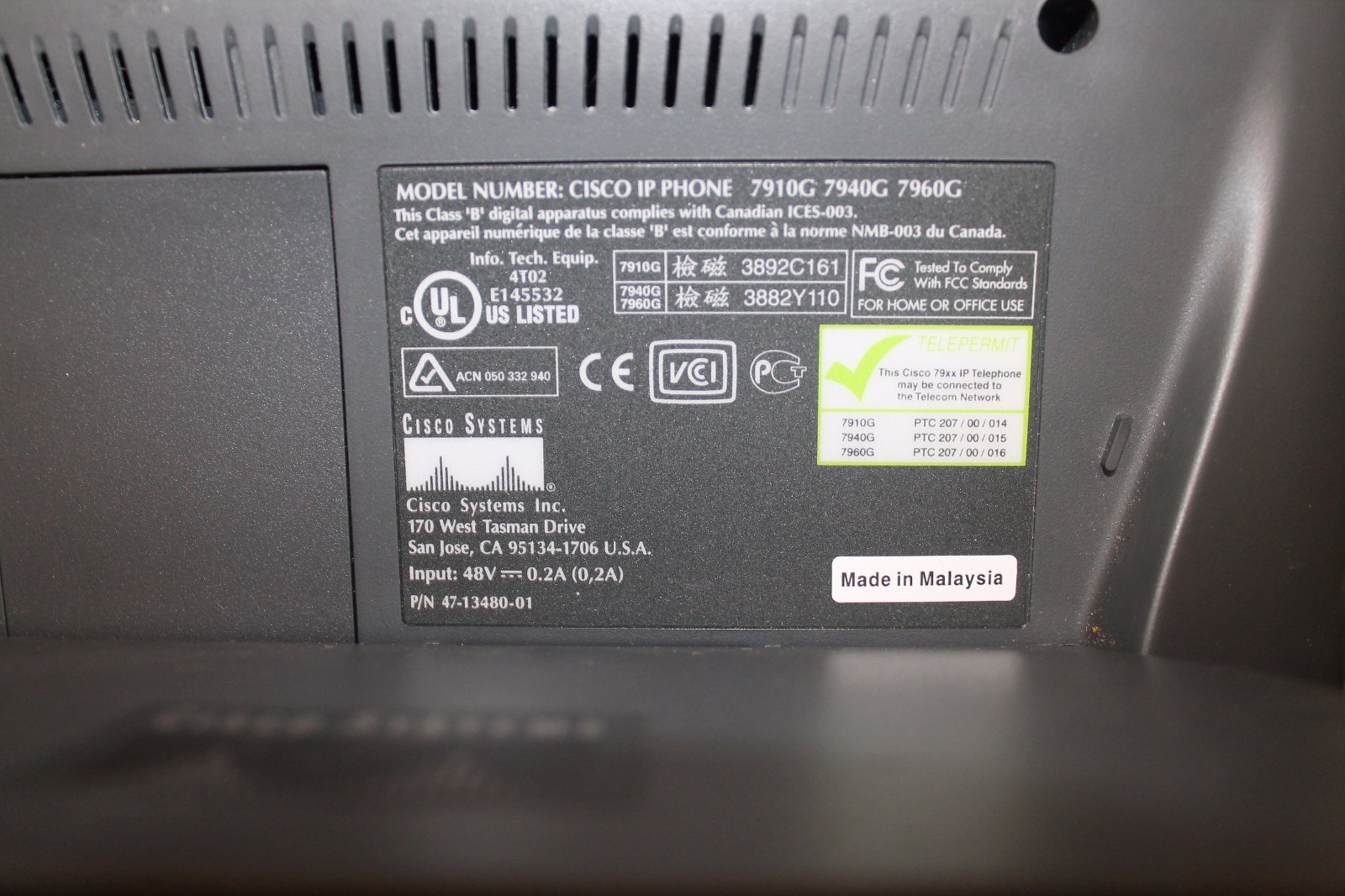 Cisco CP-7940G 7940 SIP VOIP IP Telephone Phone PoE Quality Black