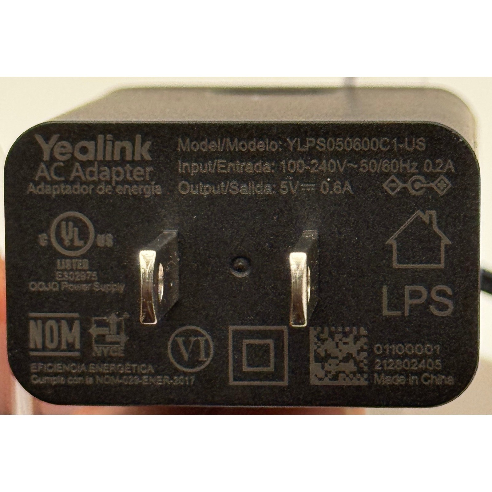 2 Pack Yealink AC Adapter YLPS050600C1-US Power Supply 5V 0.6A Black IP Phone