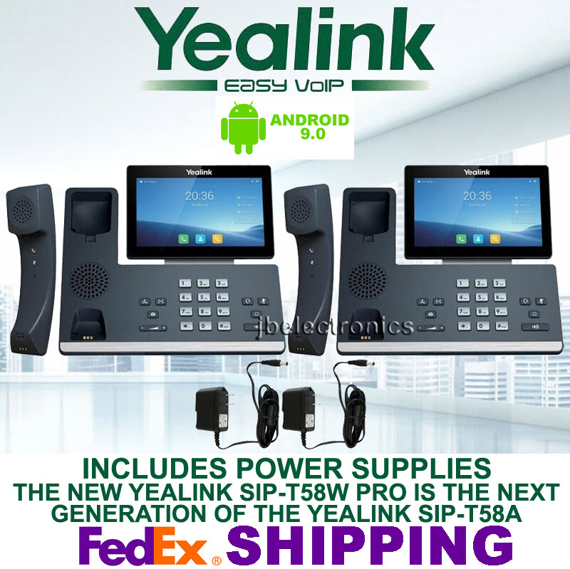 YEALINK SIP-T58W PRO IP PHONE WIFI BLUETOOTH ANDROID-2 PHONES – 2 POWER SUPPLIES