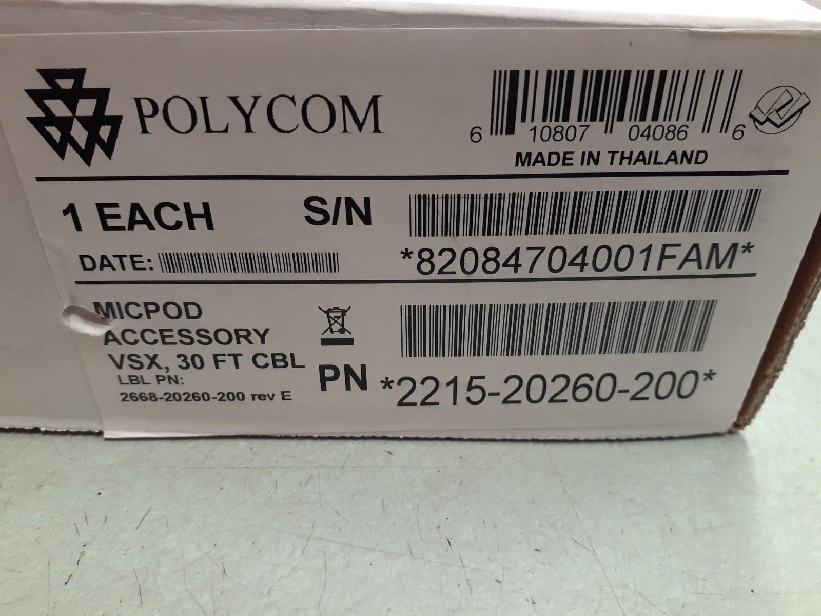 POLYCOM 2215-20260-200 MicPod Accessory VSX 30ft Cable 2668-20260-200 Rev E