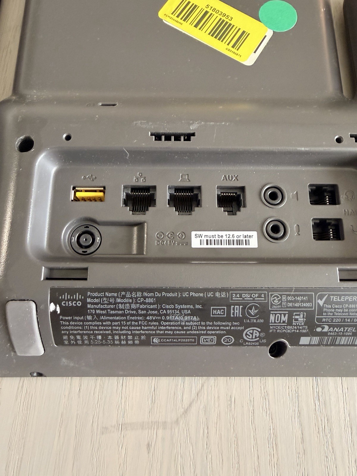 Cisco CP-8861 IP Phone w CP-8800-A-KEM Key Expansion Module NO HANDSET&STAND(U15