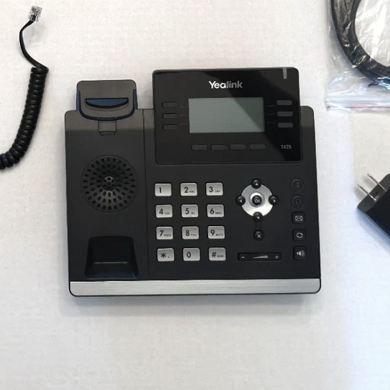 Lot of 5 Yealink SIP-T42S Gigabit IP Phones – Grade A w/ Power Supplies & Stands