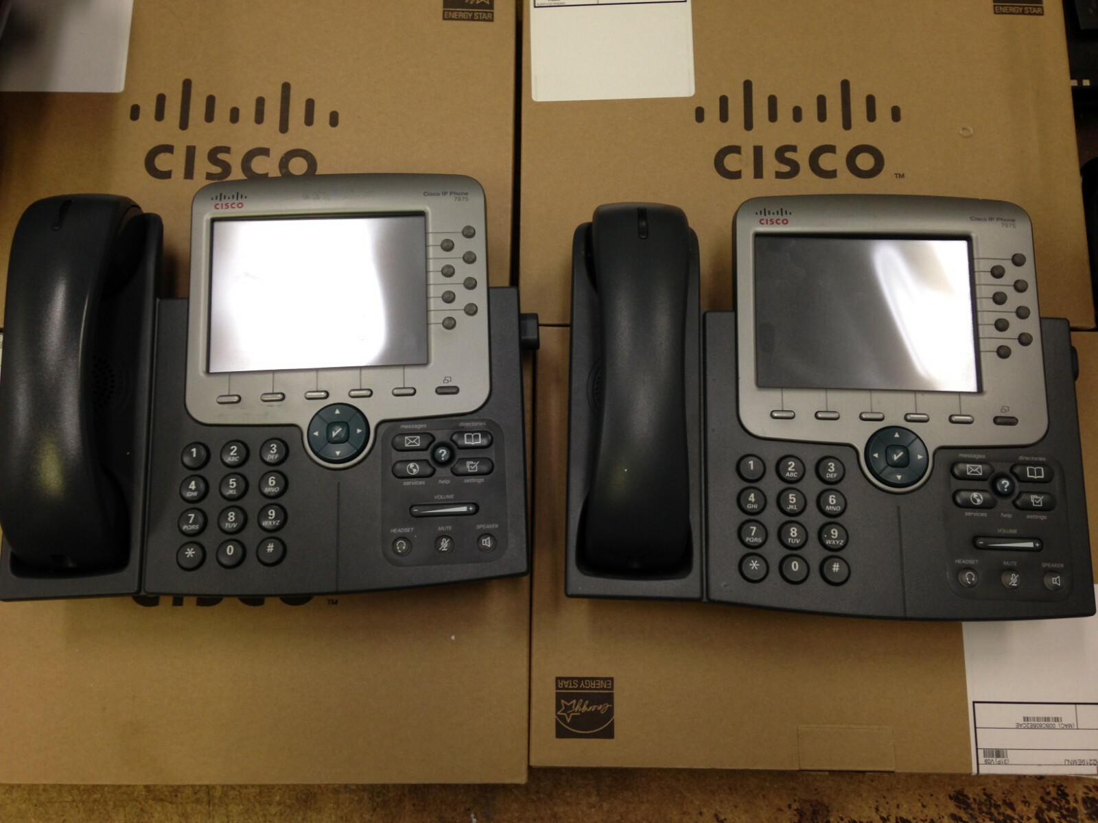 LOT OF 2 Cisco CP-7975G VOIP Office Phone W/ Adjustable Stand&Handset (No Cords)