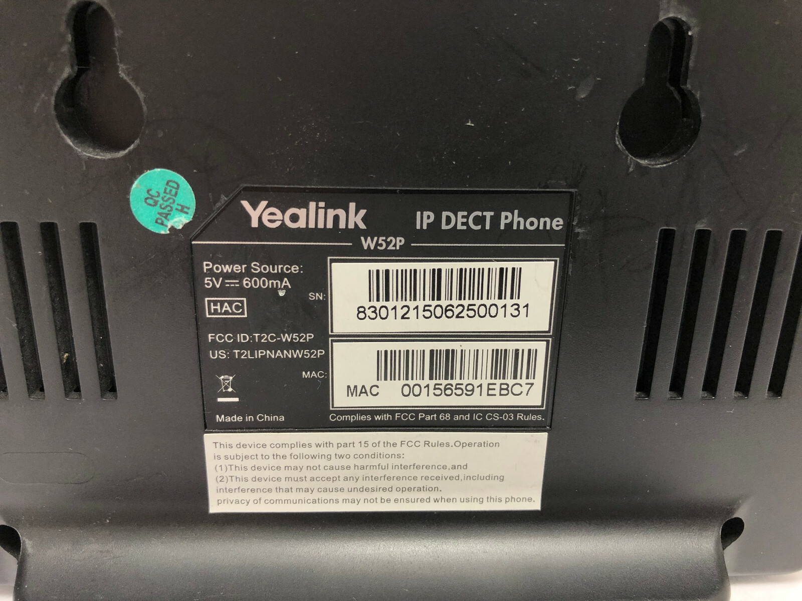 Yealink W52P IP DECT Phone Wireless Base Station ONLY Replacement Unit