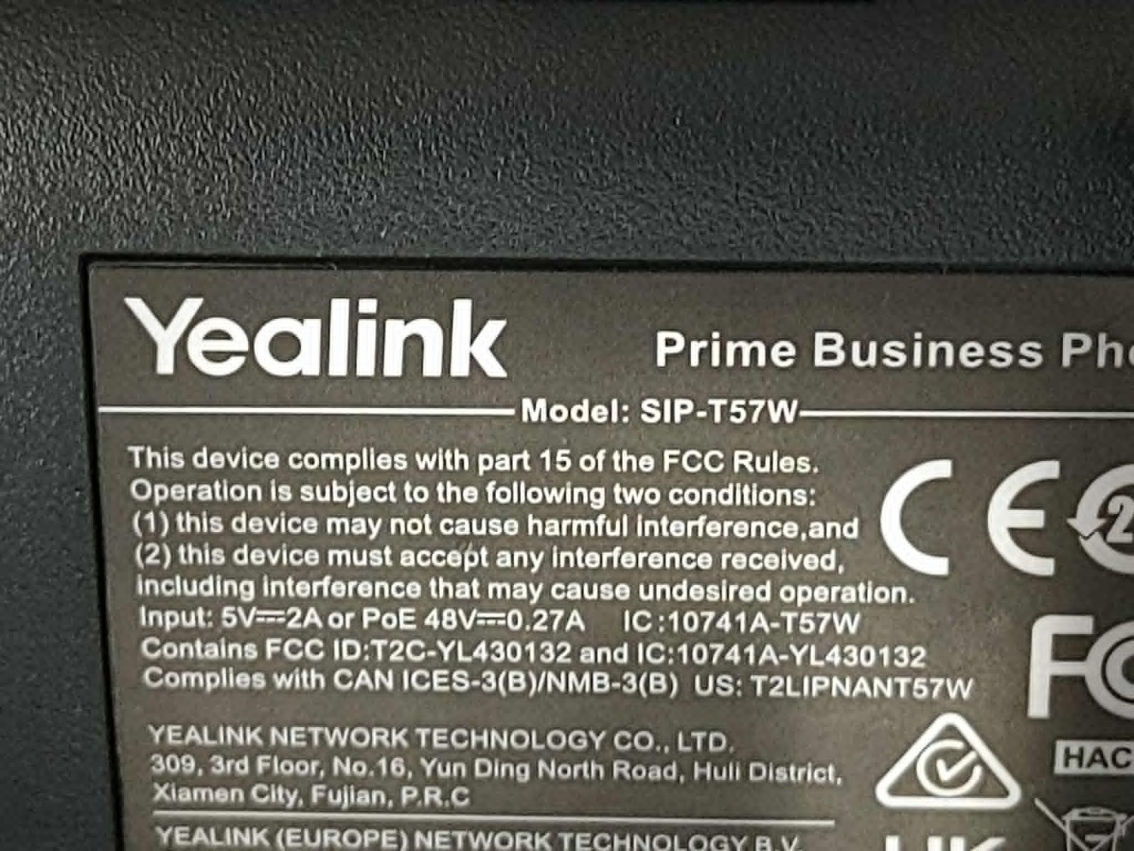LOT of 5 Yealink SIP-T57W IP Business Phone-With Handset and Stand