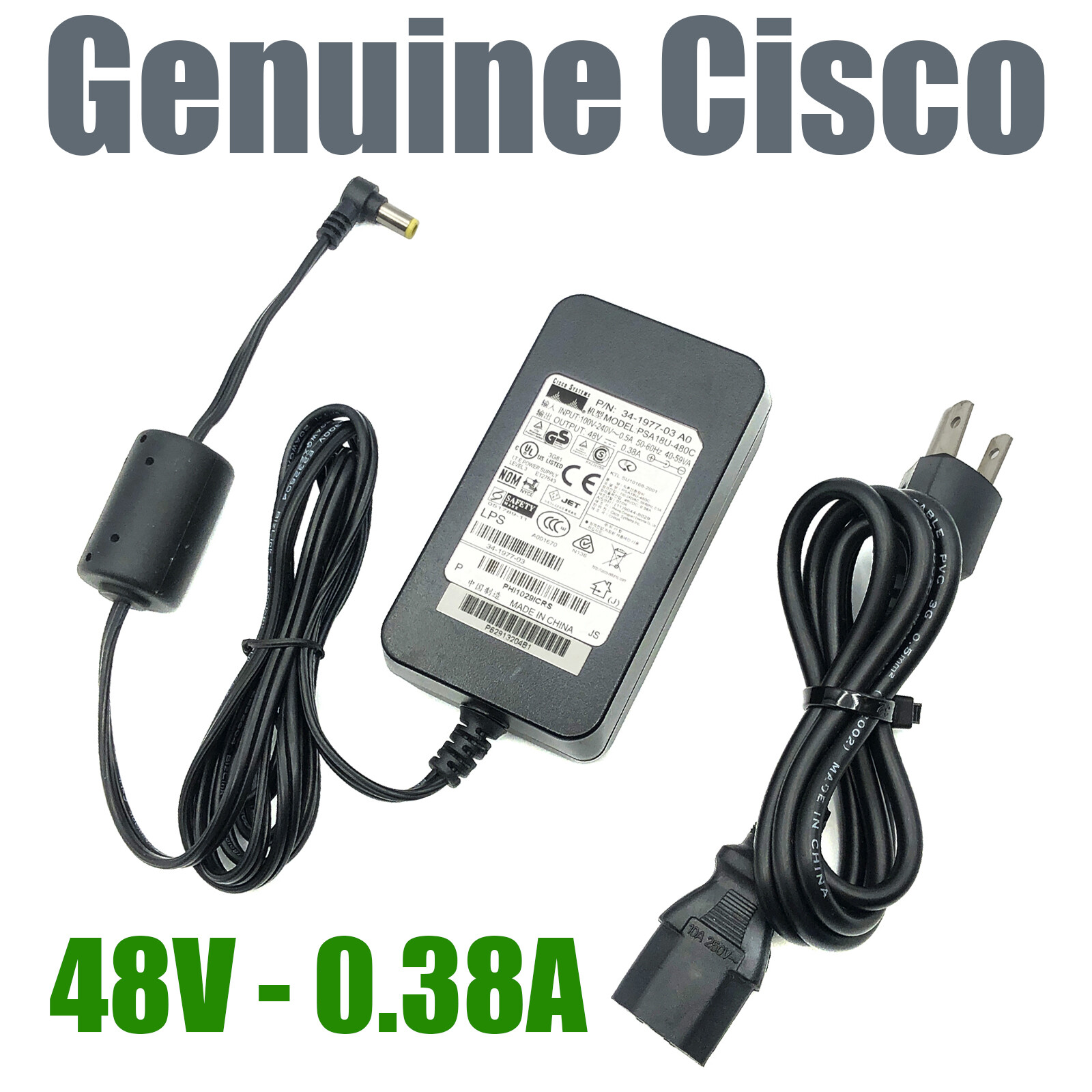 Genuine AC Adapter For Cisco CP-7811 CP-7821 CP-7841 IP Phone 48V OEM