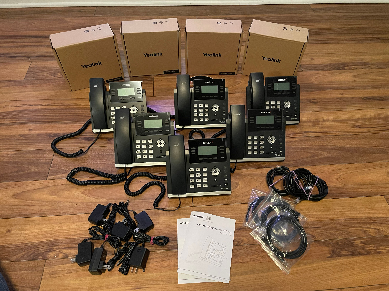 Yealink SIP T33G Classic IP Phone, 4-Line Business Phones – Lot of 6 Phones