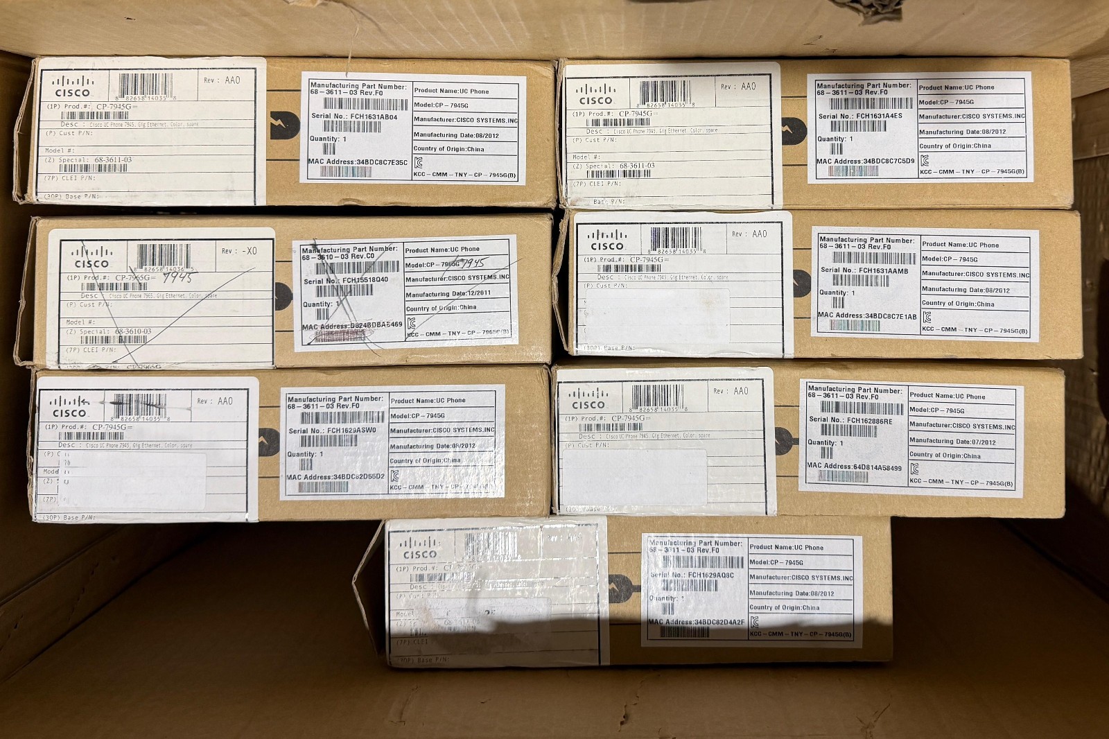 Lot of 7 Cisco 7945G IP Phones CP-7945G