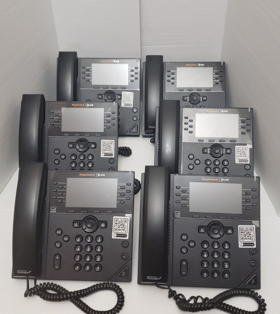 Poly VVX 450 POE IP Desk Corded Phone Wall Mountable Black LOT OF 6 VVX450