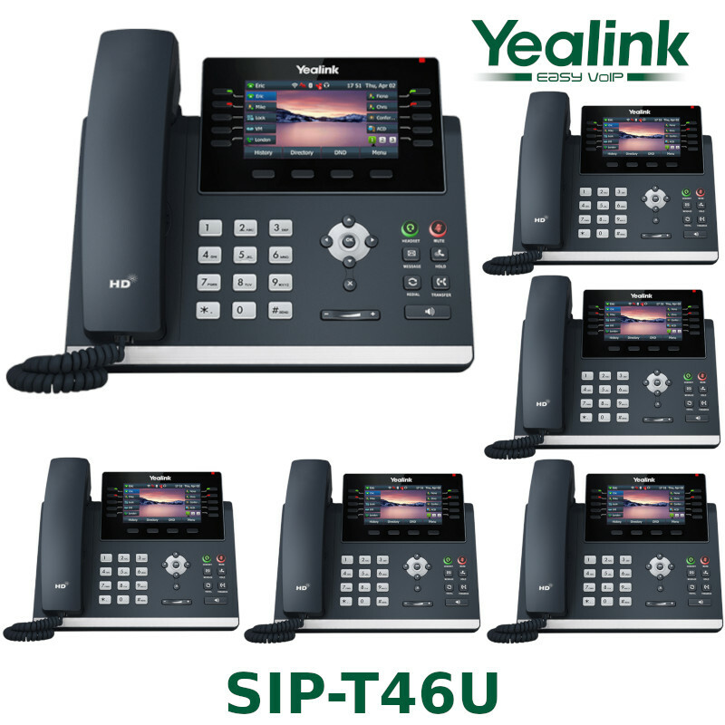6 Yealink SIP-T46U Unified Firmware SIP Phone 16 Line VoIP Color Gigabit