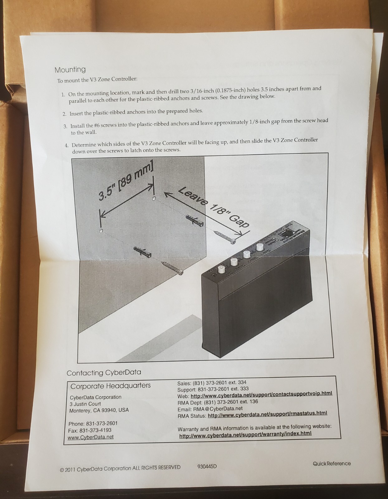 CyberData SIP Paging Adapter 4-Port Zone 011171 *EXCELLENT with BOX*