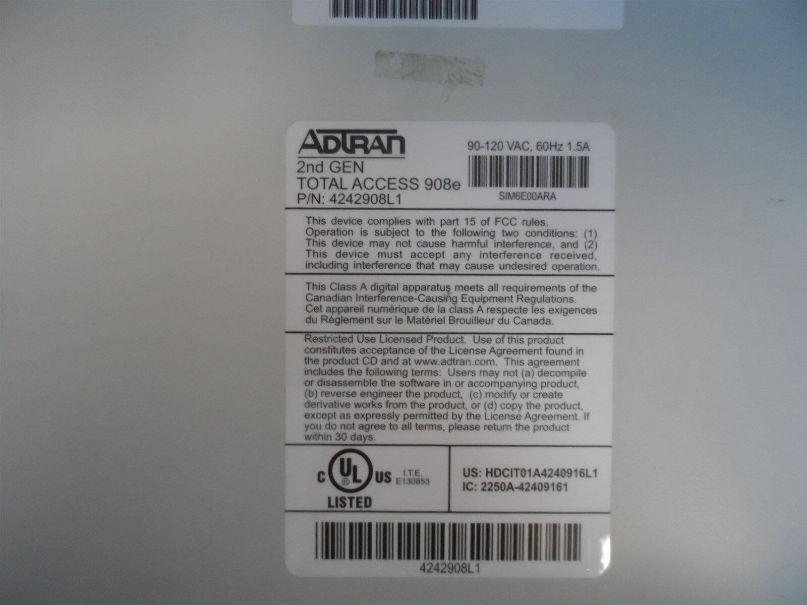 Adtran Total Access TA TA908E 2nd Gen 908E 908 E 4242908L1 IAD CSU Netvanta