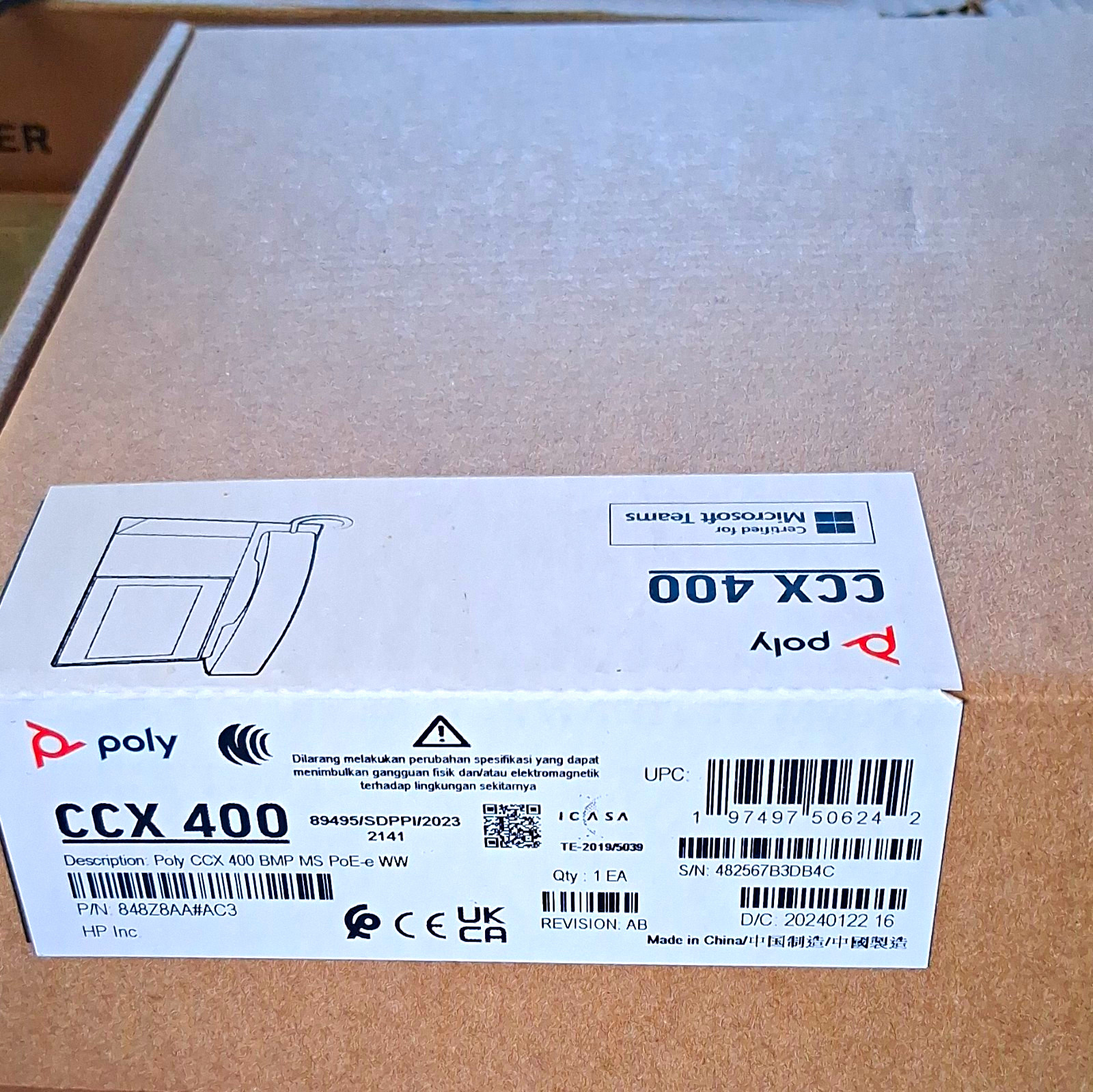 Poly CCX 400 Corded VoIP Business Media Phone, PoE, RJ-45 Ethernet, Black
