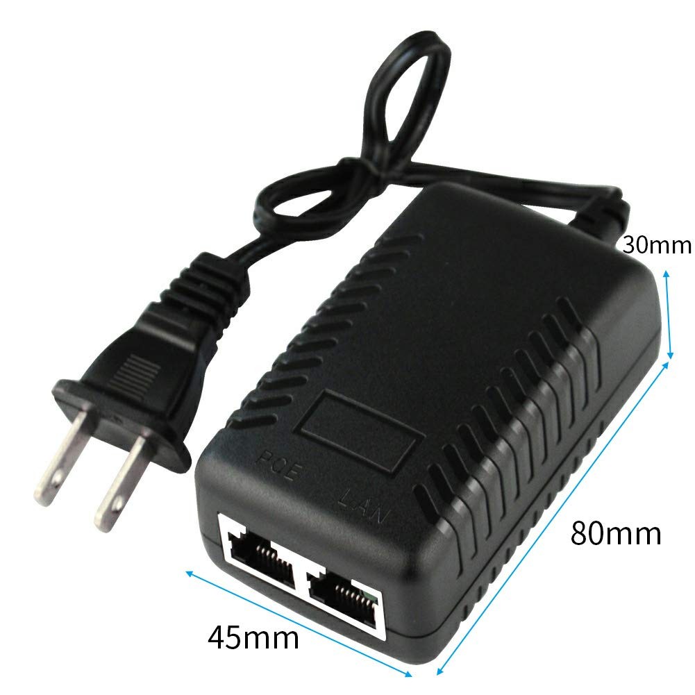 48V POE Injector Adapter Power Supply,10/100Mbps IEEE 802.3af black