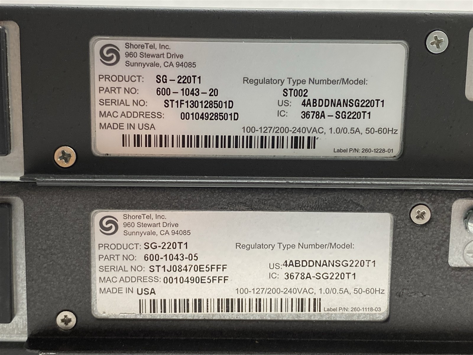 ShoreTel ShoreGear 220T1 SG-220T1 600-1043-05 600-1043-20 Voice Switch Lot of 3
