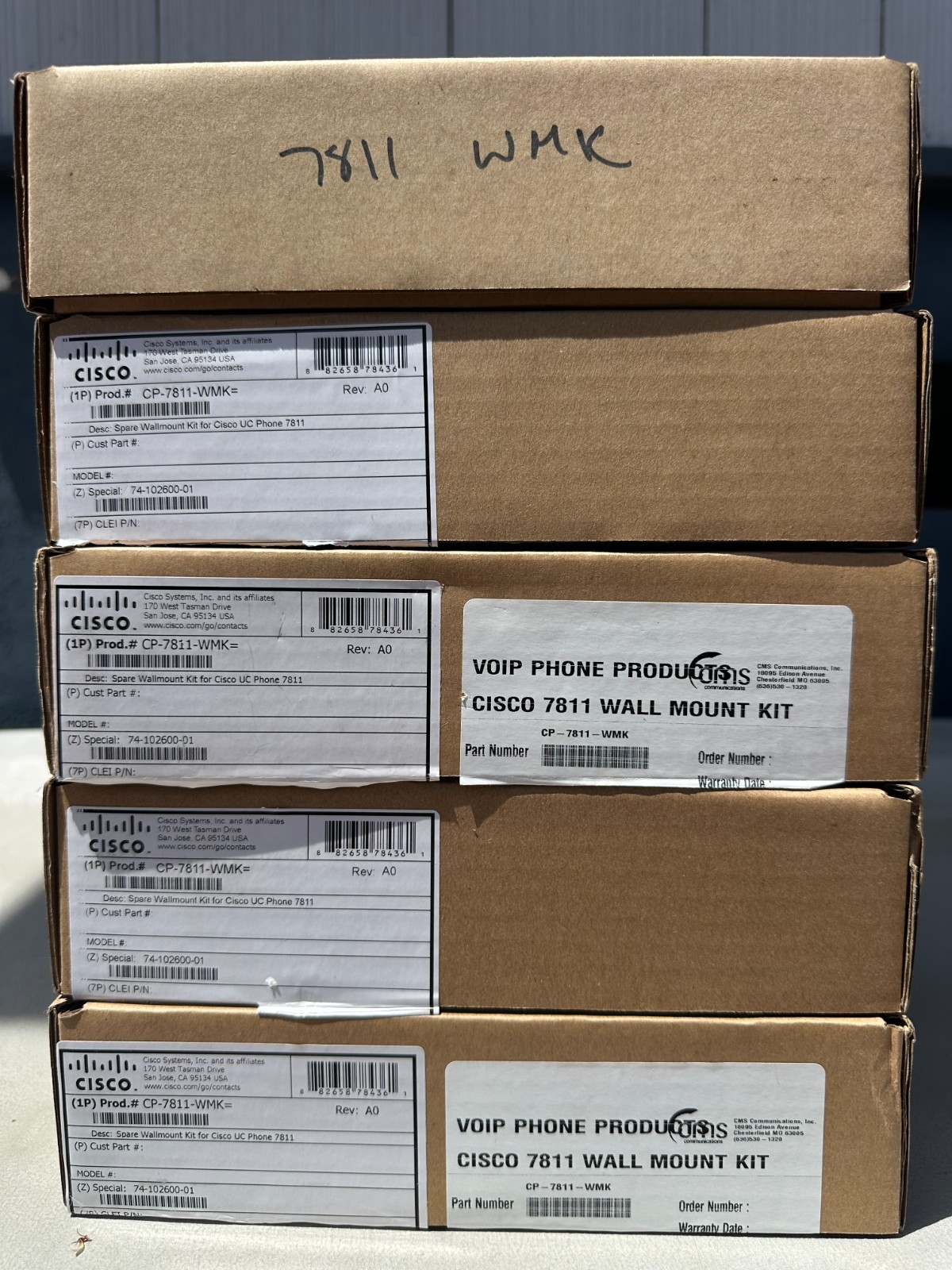 Lot of 5 Cisco CP‑7811‑WMK Wall Mount Kit – New Open Box