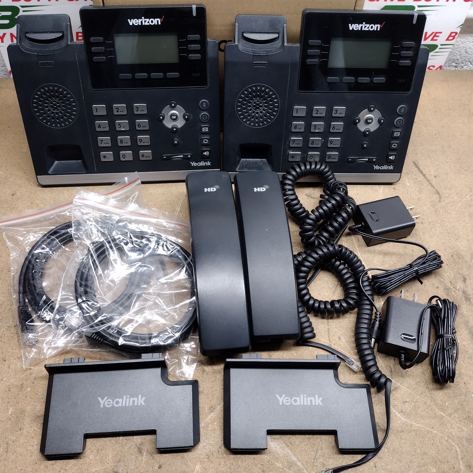 Lot of 2- Yealink SIP-T41P Corded VoIP Desk Phones w/Power Cords – USED