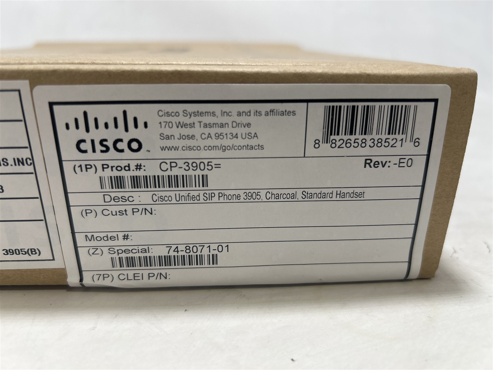 Cisco CP-3905 Unified SIP Phone 3905 Charcoal NO Handset