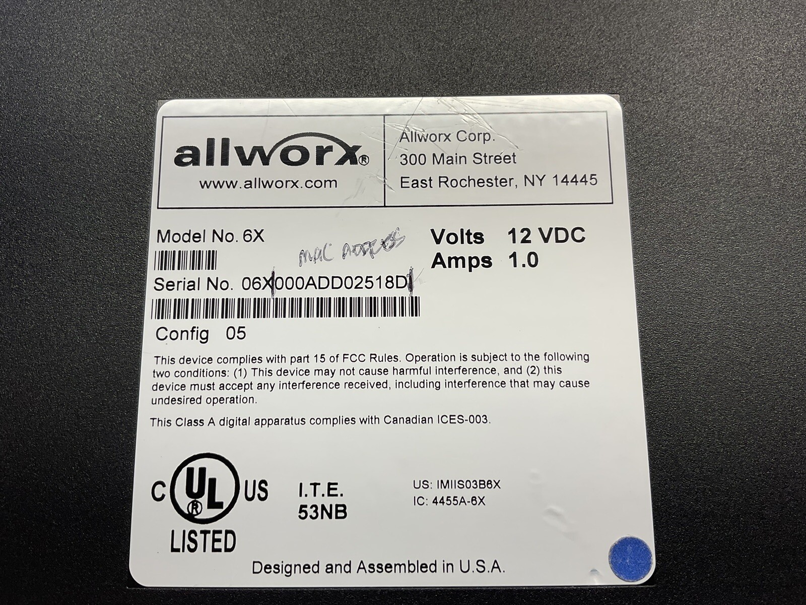 ALLWORX 6X VOIP System/PREOWNED/ UNTESTED/FRA994