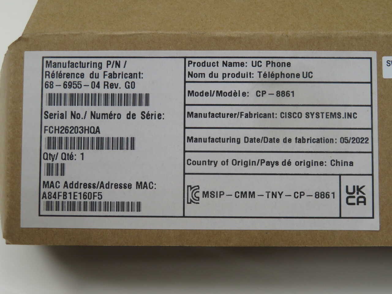 CISCO CP-8861 68-6955-04 BUSINESS UC PHONE T271620