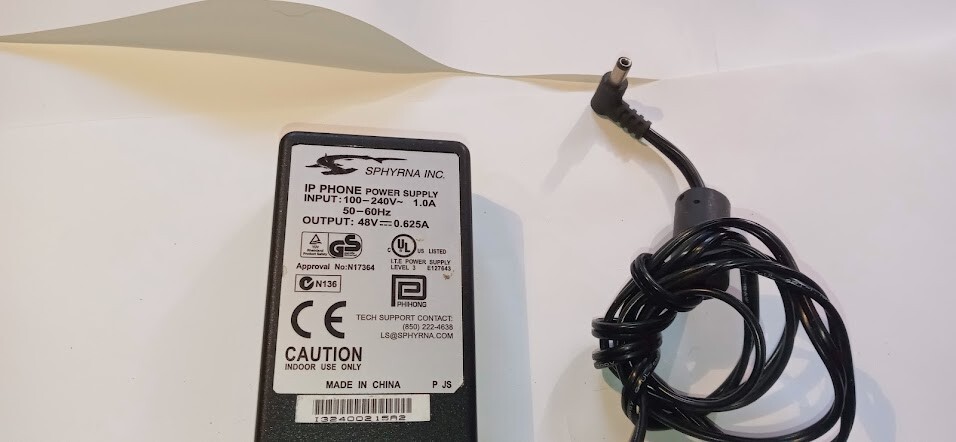 SPHYRNA IP PHONE POWER SUPPLY 48V .625A FREE SHIPPING