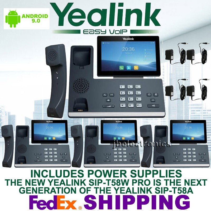 YEALINK SIP-T58W PRO IP PHONE WIFI BLUETOOTH ANDROID-4 PHONES – 4 POWER SUPPLIES